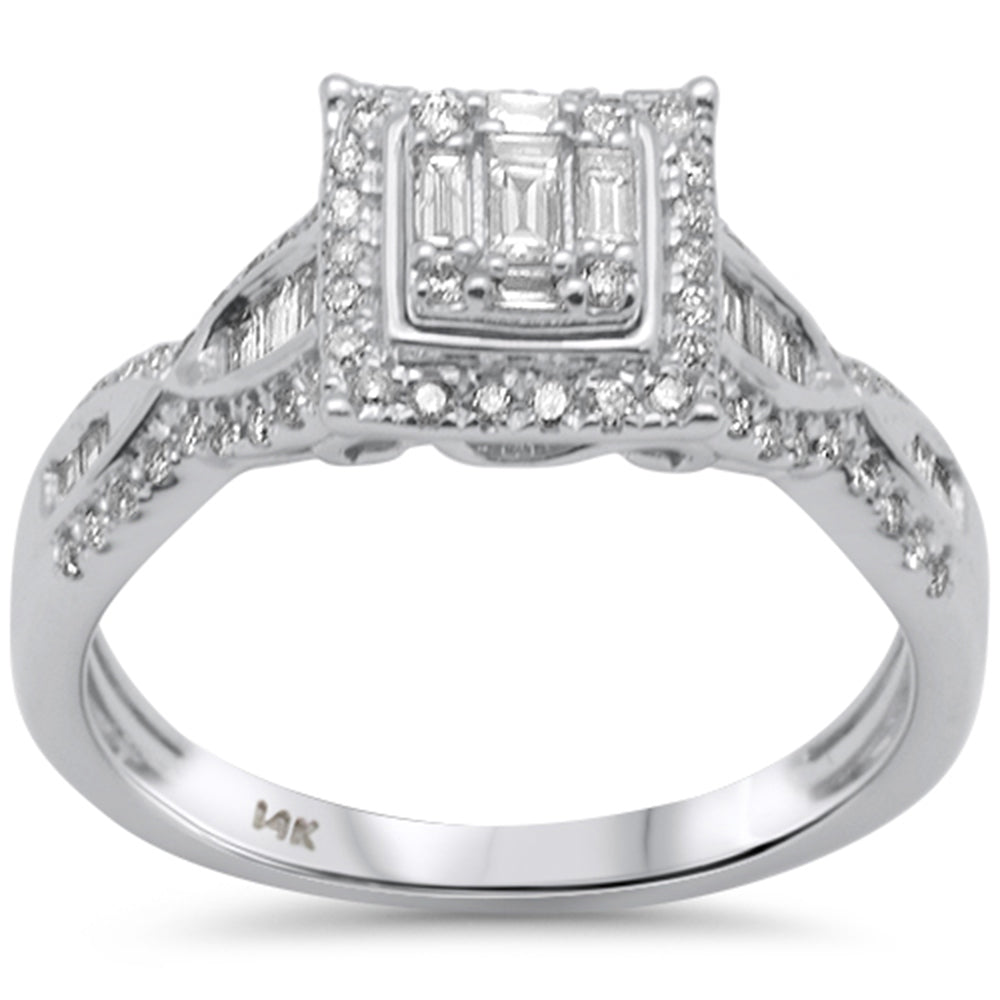 ''SPECIAL! .46ct G SI 14K White GOLD Diamond Round & Baguette Engagment Ring Size 6.5''