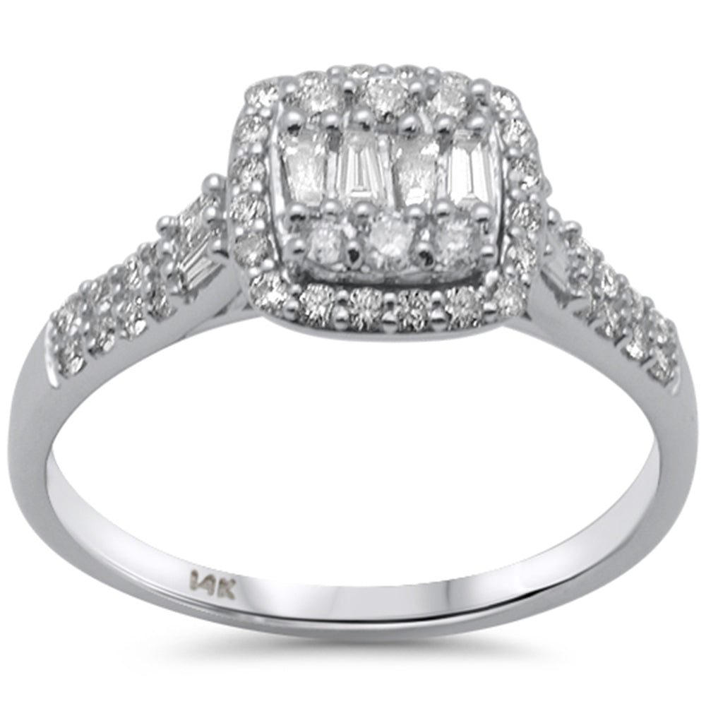 ''SPECIAL! .51ct G SI 14K White Gold Diamond Round & Baguette Engagment RING Size 6.5''