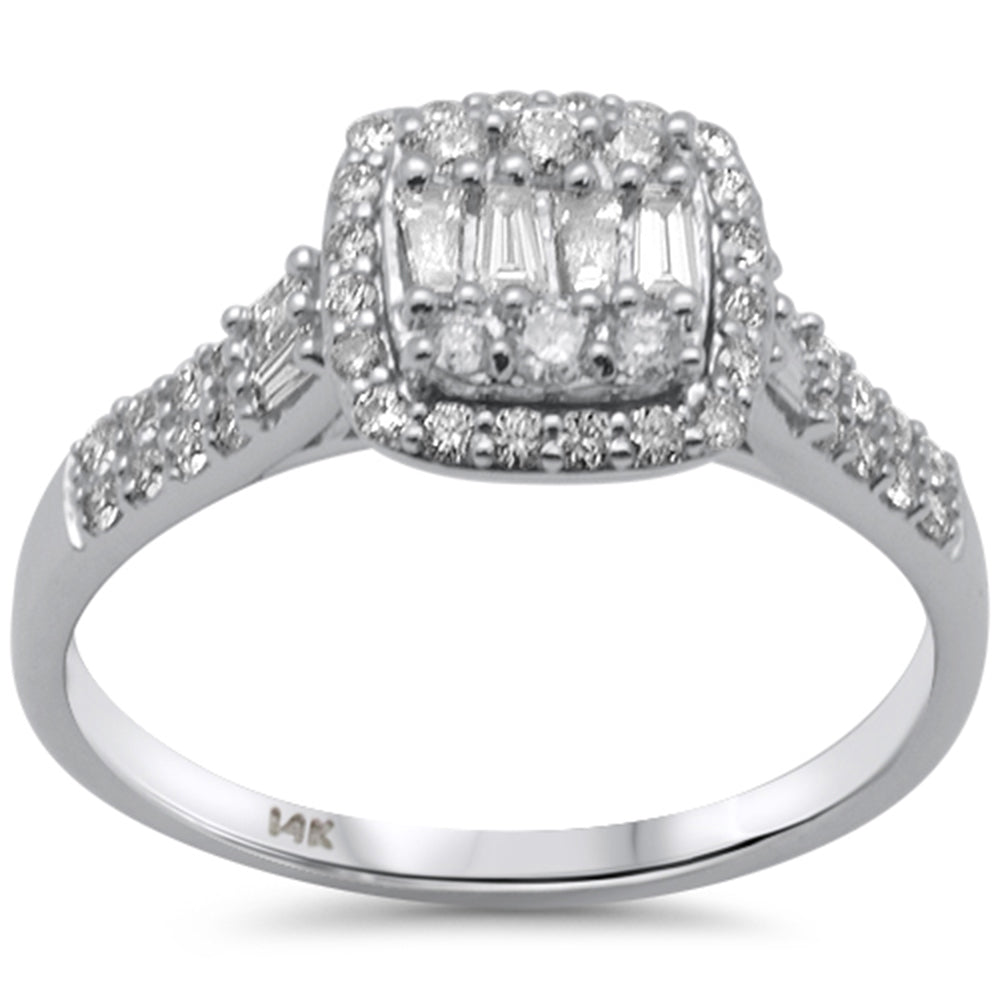 ''SPECIAL! .51ct G SI 14K White GOLD Diamond Round & Baguette Engagment Ring Size 6.5''
