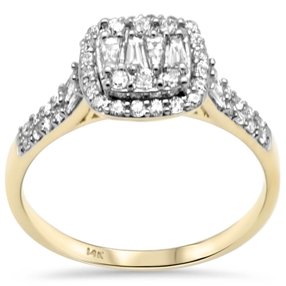 ''SPECIAL! .50ct G SI 14K Yellow GOLD Round & Baguette Diamond Engagement Ring Size 6.5''