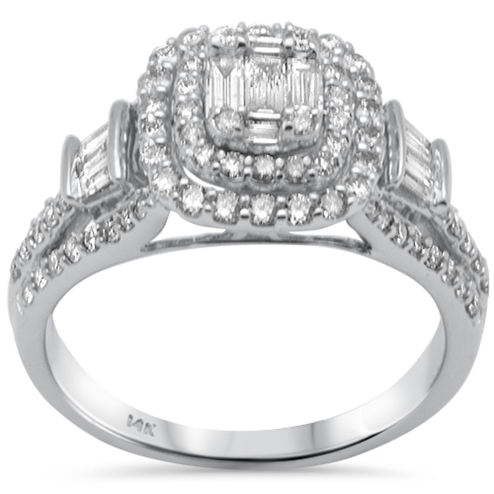 ''SPECIAL! .98ct G SI 14K White GOLD Round & Baguette Diamond Engagement Ring Size 6.5''