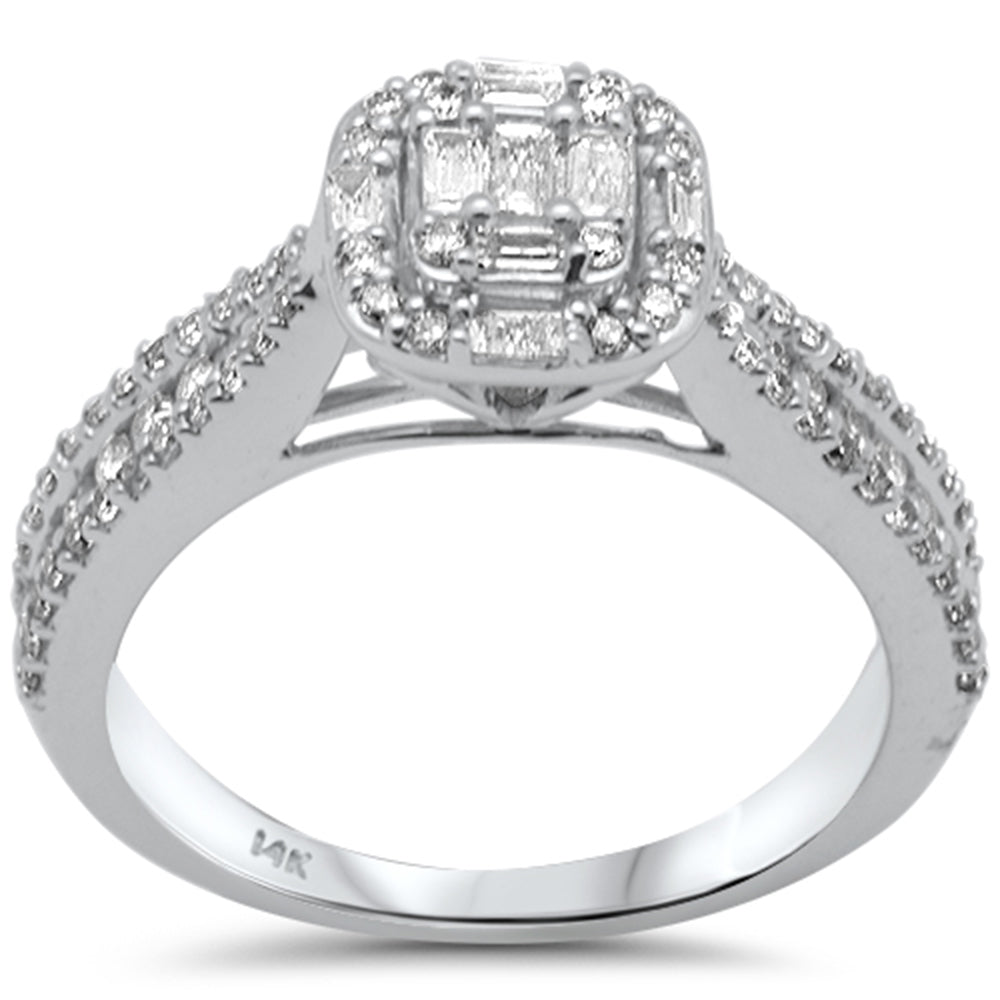 ''SPECIAL! .66ct G SI 14K White Gold Round & Baguette DIAMOND Engagement Ring Size 6.5''