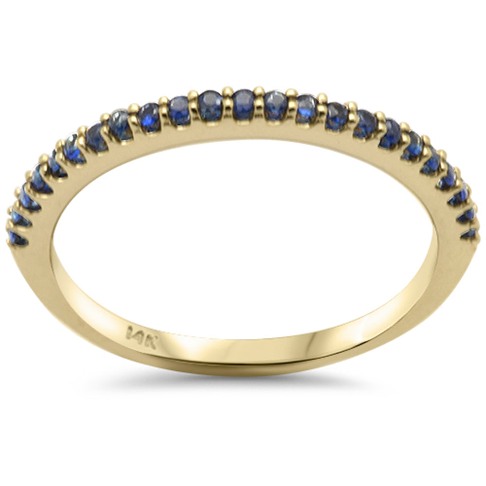 .23ct G SI 14K Yellow Gold Blue Sapphire Gemstone Band RING Size 6.5