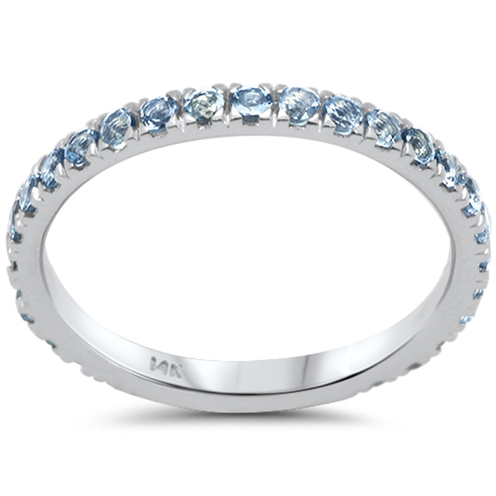 .66ct G SI 14K White Gold AQUAMARINE Gemstone Band Ring Size 6.5