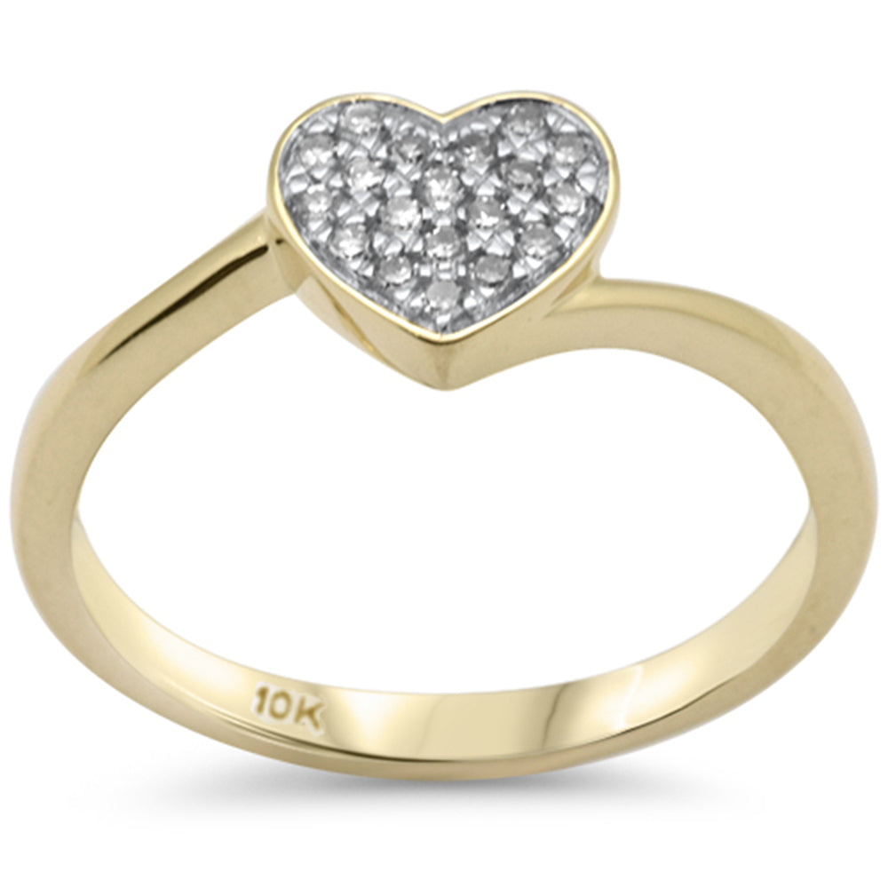 .12ct G SI 10K Yellow GOLD Diamond Heart Band Ring Size 6.5