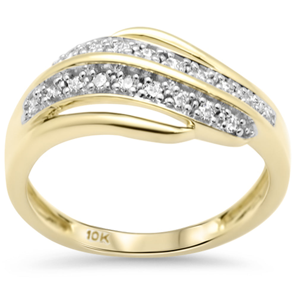 .15ct G SI 10K Yellow GOLD Diamond Curvy Band Ring Size 6.5