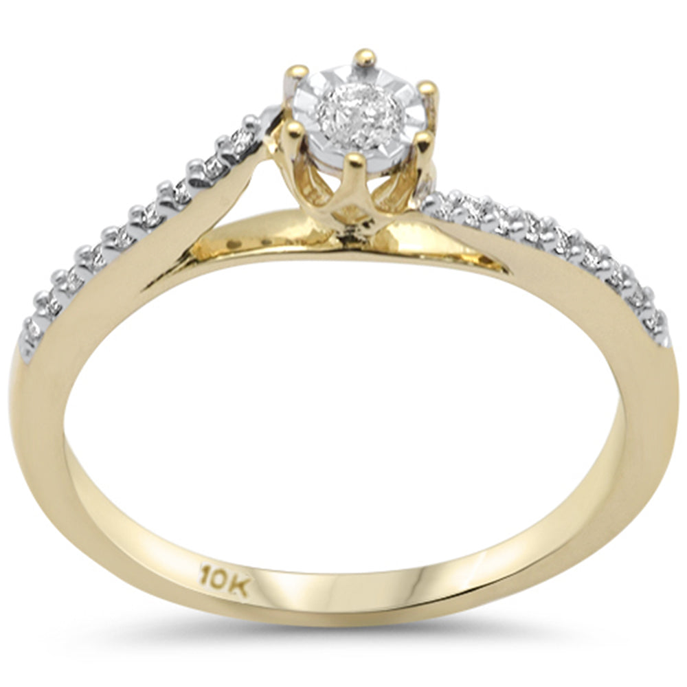 .15ct G SI 10K Yellow GOLD Diamond Miracle Illusion Setting Engagement Ring Size 6.5