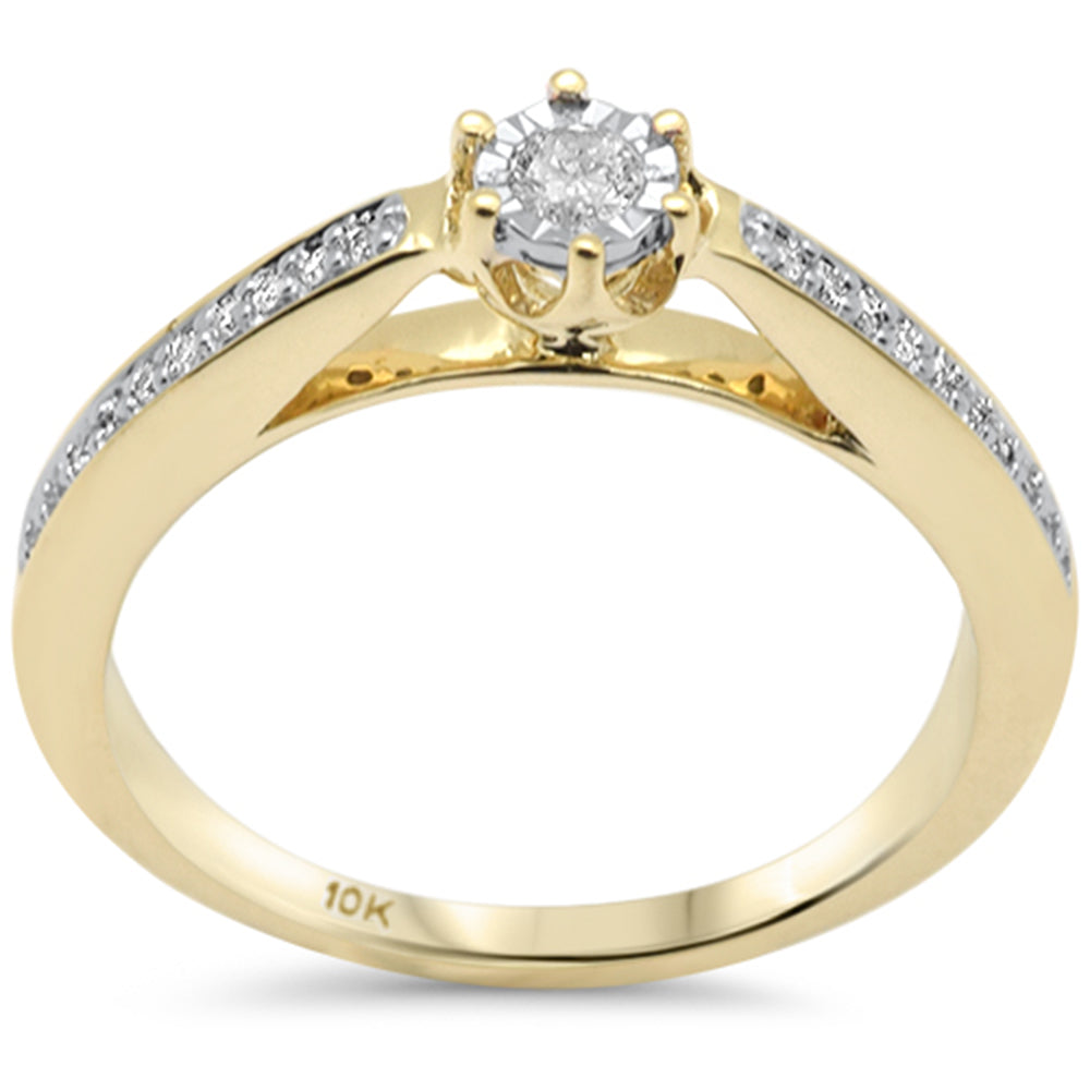 .16ct G SI 10K Yellow GOLD Diamond Miracle Illusion Setting Engagement Ring Size 6.5