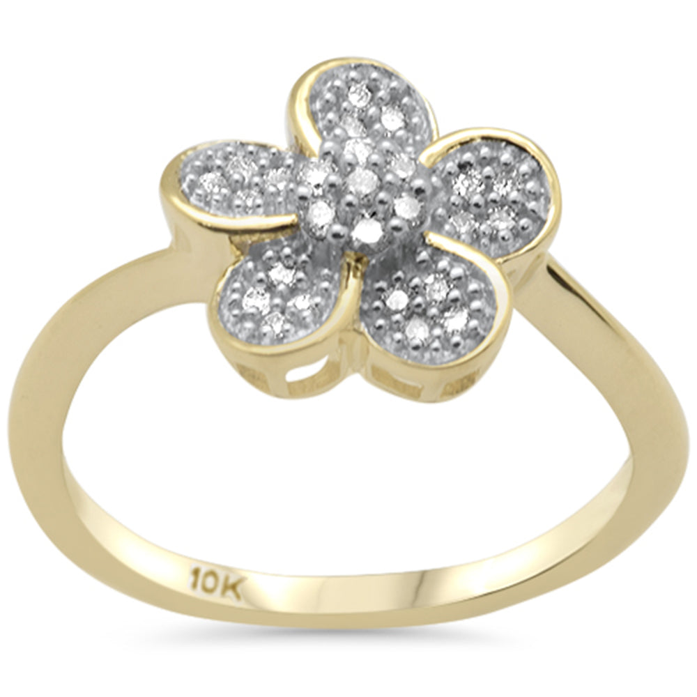 .17ct G SI 10K Yellow Gold Diamond FLOWER Ring Size 6.5