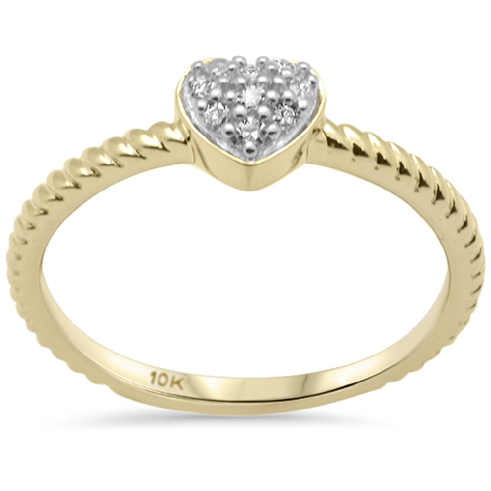 .08ct G SI 10K Yellow Gold Diamond Heart Shape RING Size 6.5