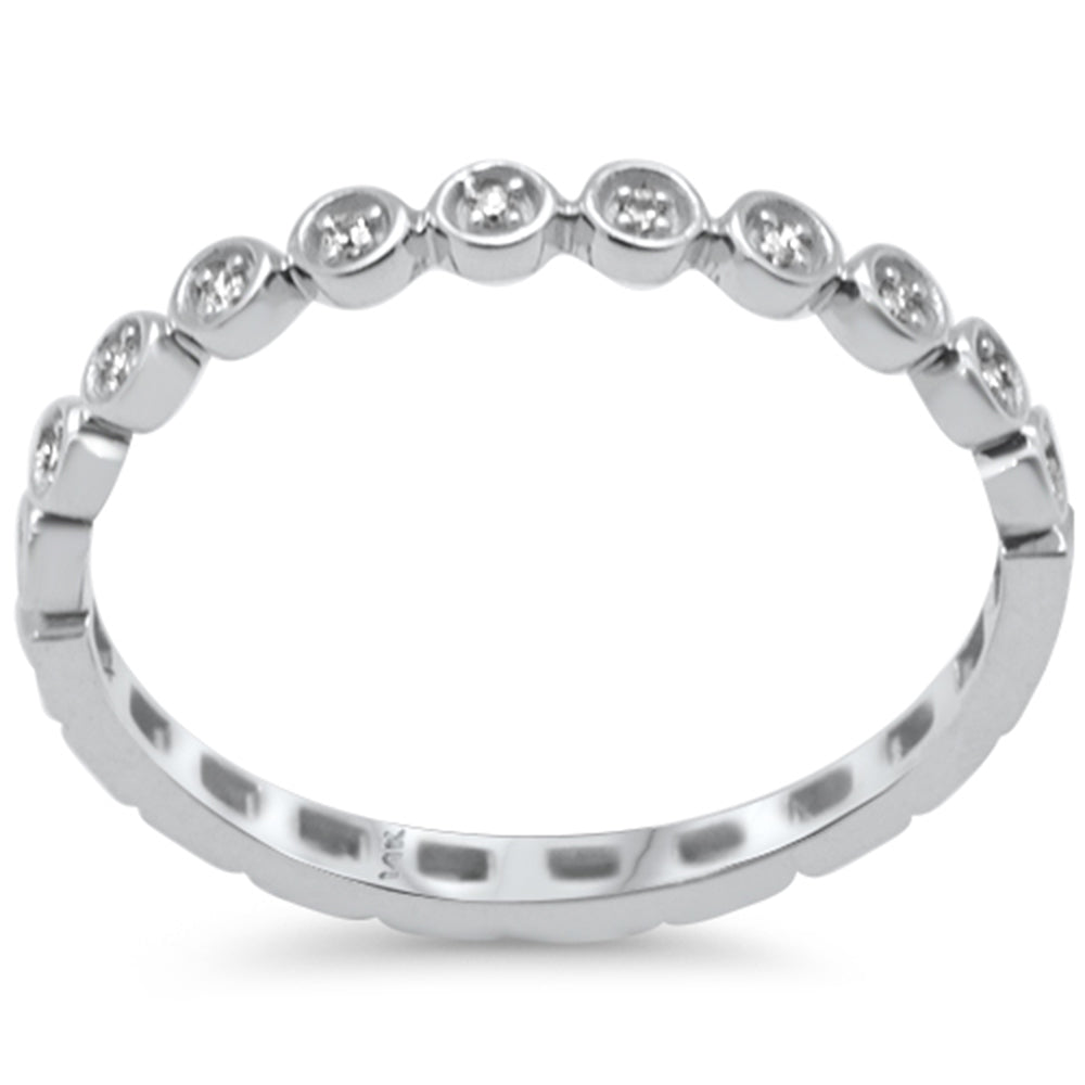 .17ct G SI 14K White Gold DIAMOND Petite Bezel Eternity Band Ring Size 6.5