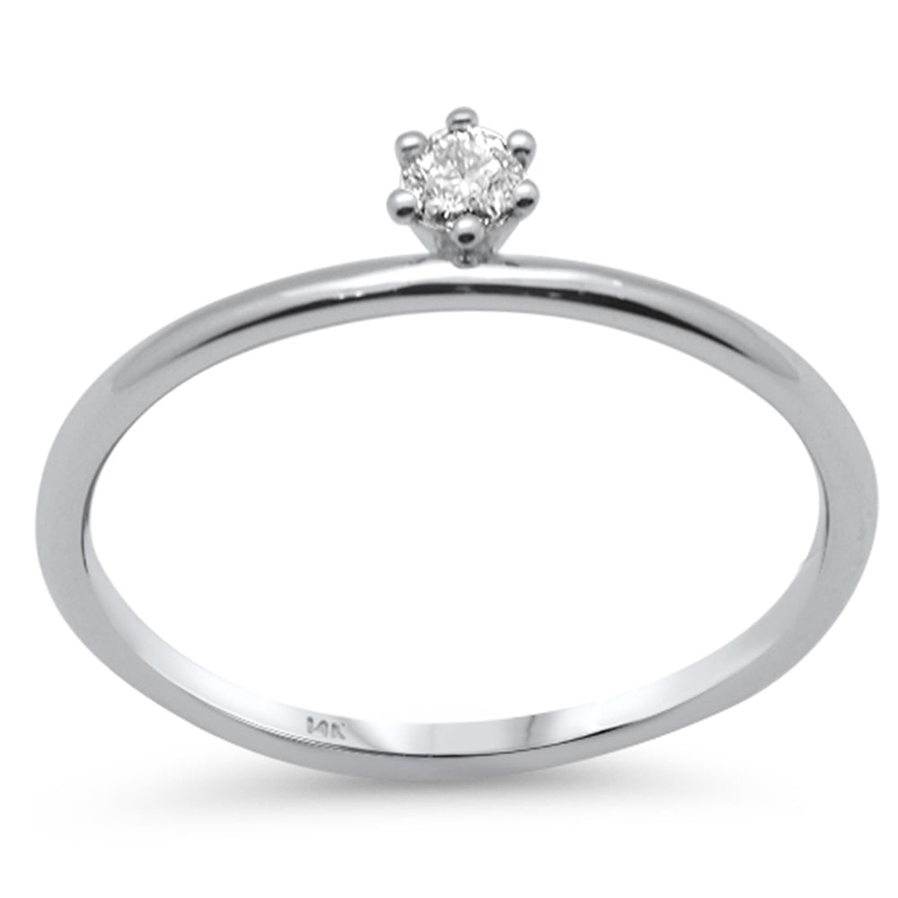 .10ct G SI 14K White GOLD Diamond Petite Solitaire Ring Size 6.5