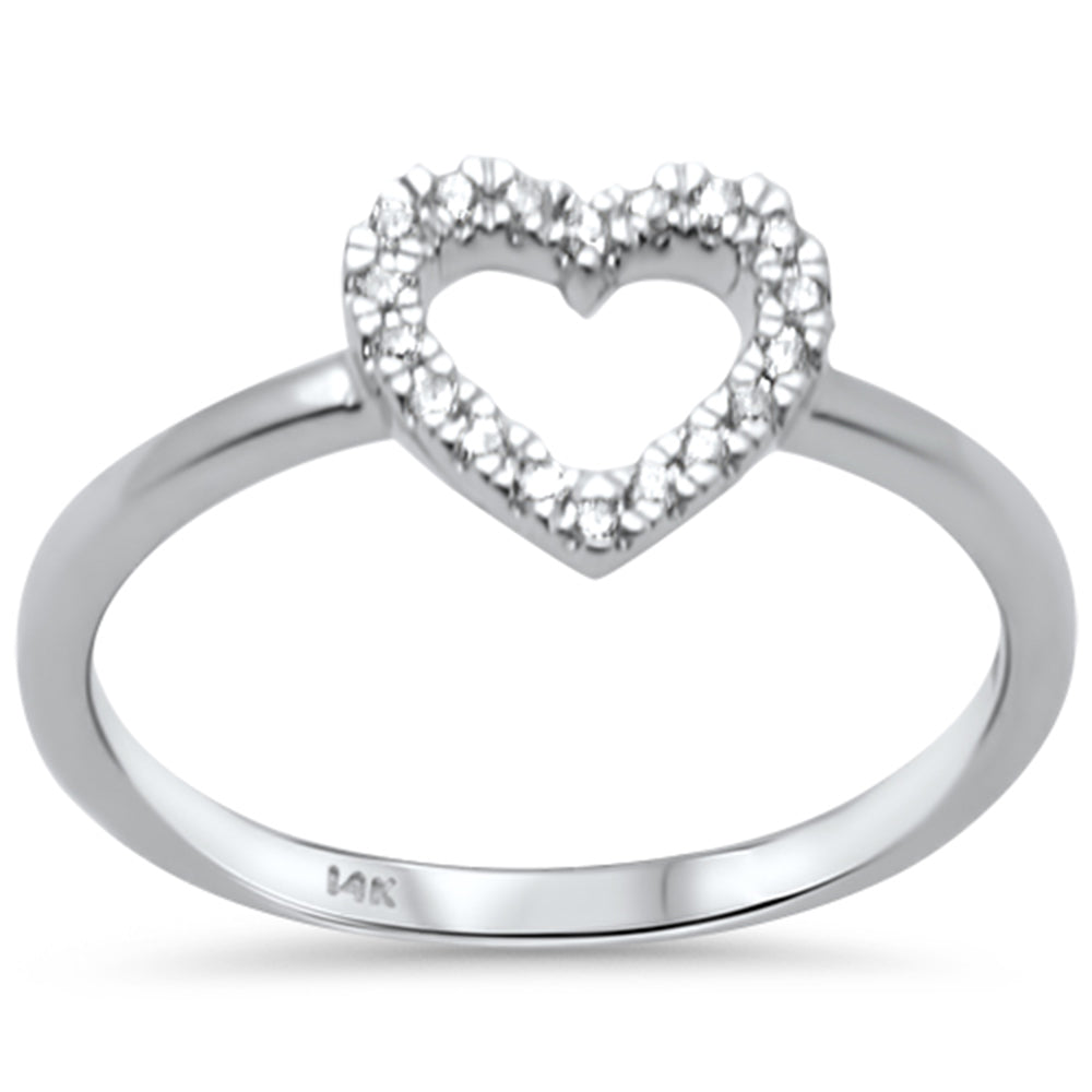 .08ct G SI 14K White Gold Diamond Heart Shape RING Band Size 6.5