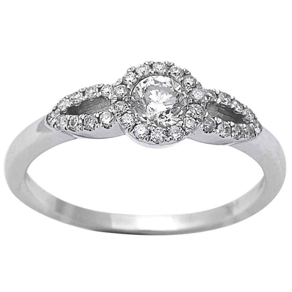 .42ct Round Diamond Promise 14kt White Gold HALO Style Engagement RING