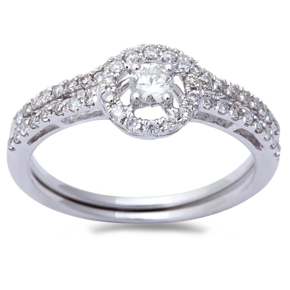 .48ct E SI1 Round DIAMOND Two Piece Engagement & Wedding Band Bridal Set