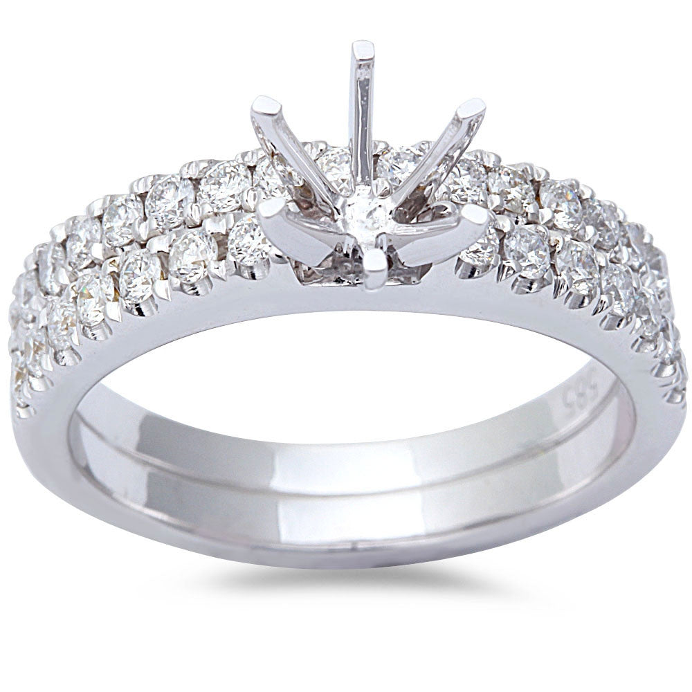 .62ct 14kt White Gold Round Diamond Prong Set Wedding Engagement RING & Band Set