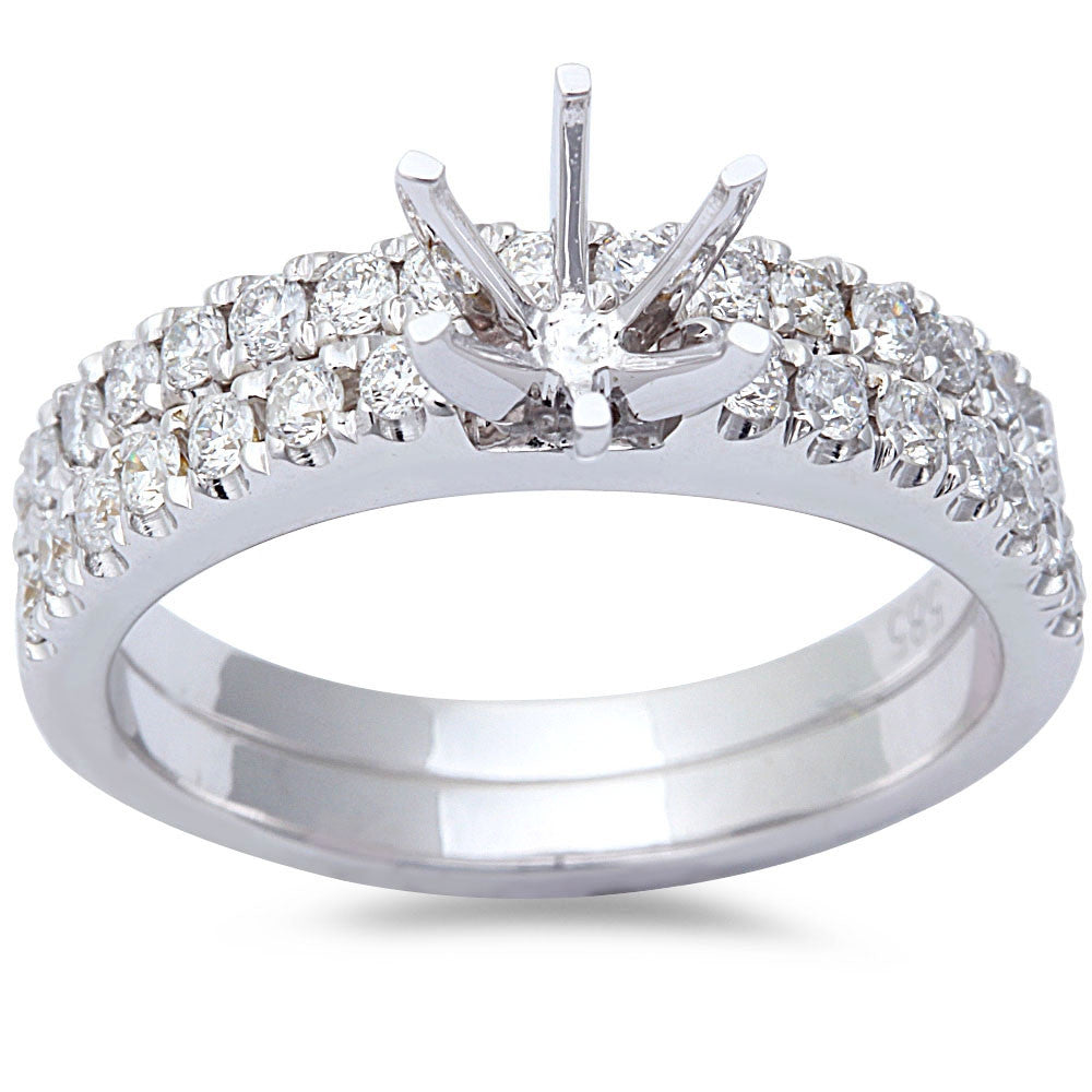 .62ct 14kt White Gold Round DIAMOND Prong Set Wedding Engagement Ring & Band Set