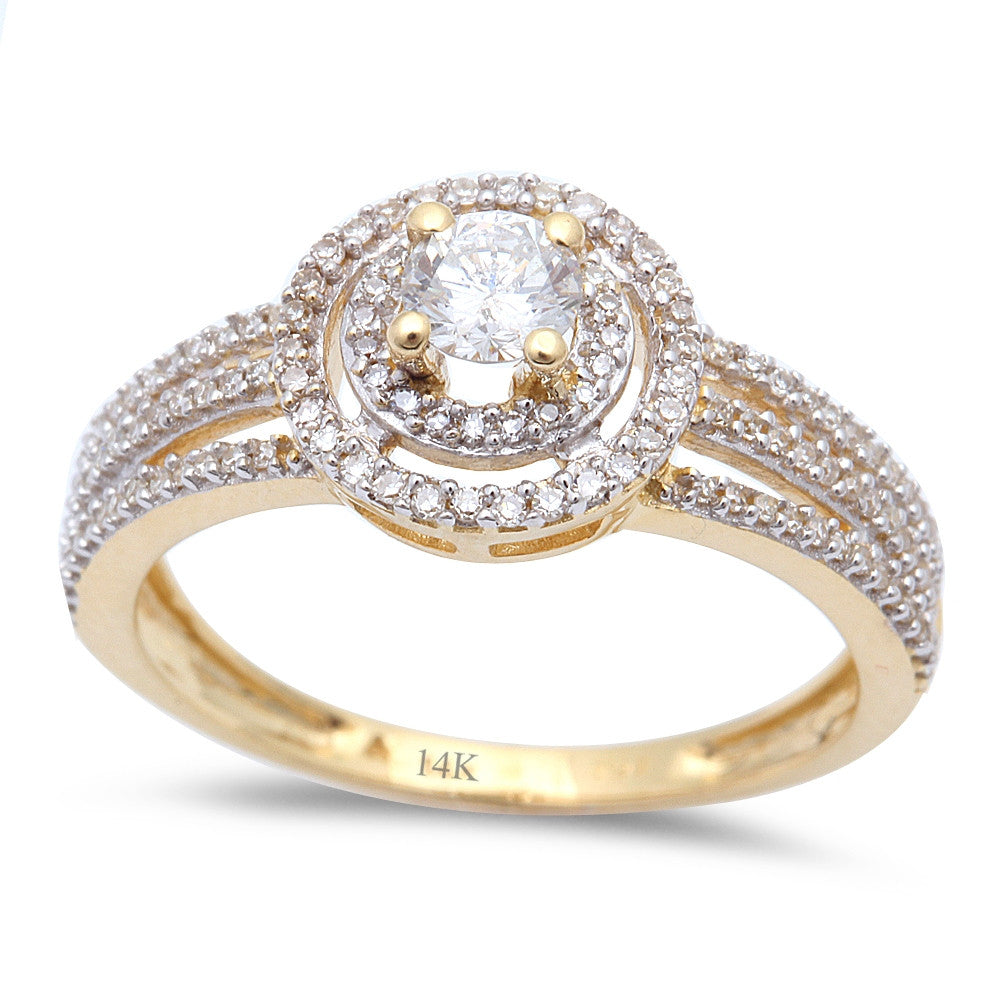 .50CT Round Diamond Halo Solitaire Engagement RING 14kt yellow Gold