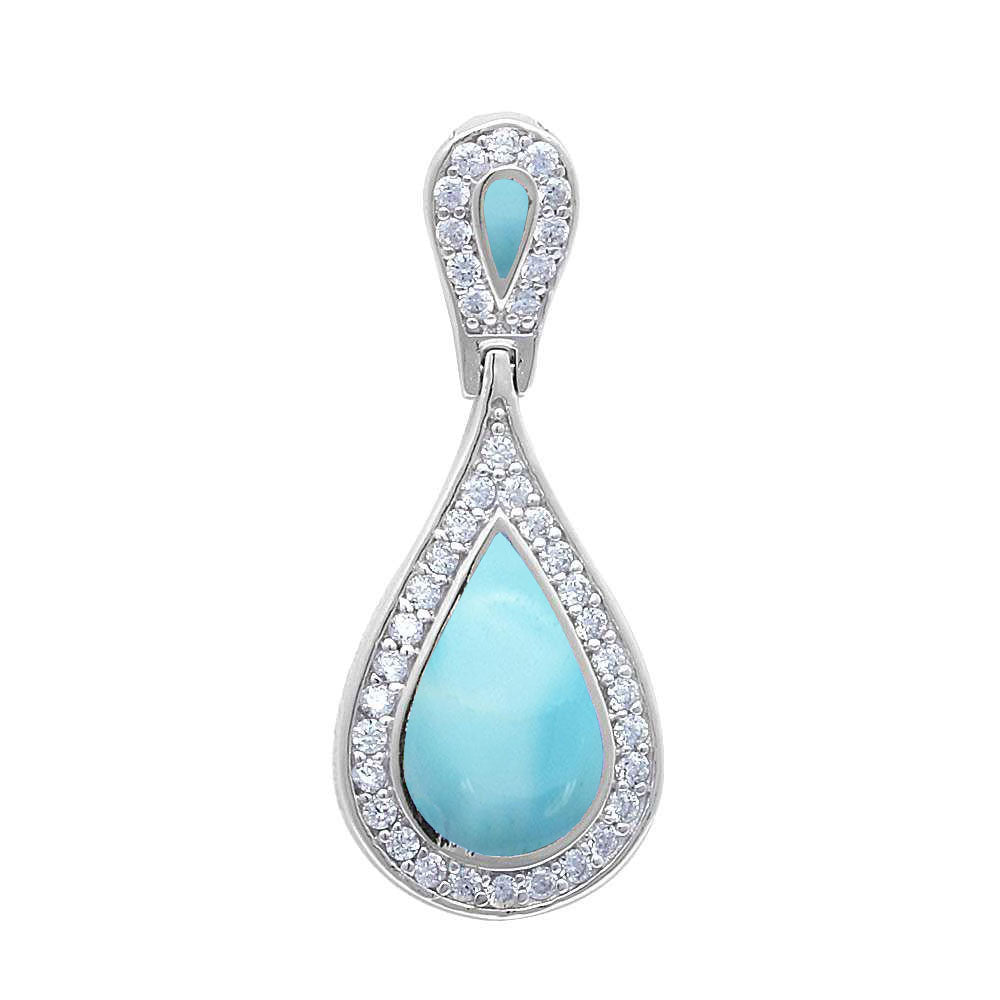 Natural Larimar Tear Drop .925 STERLING SILVER Pendant