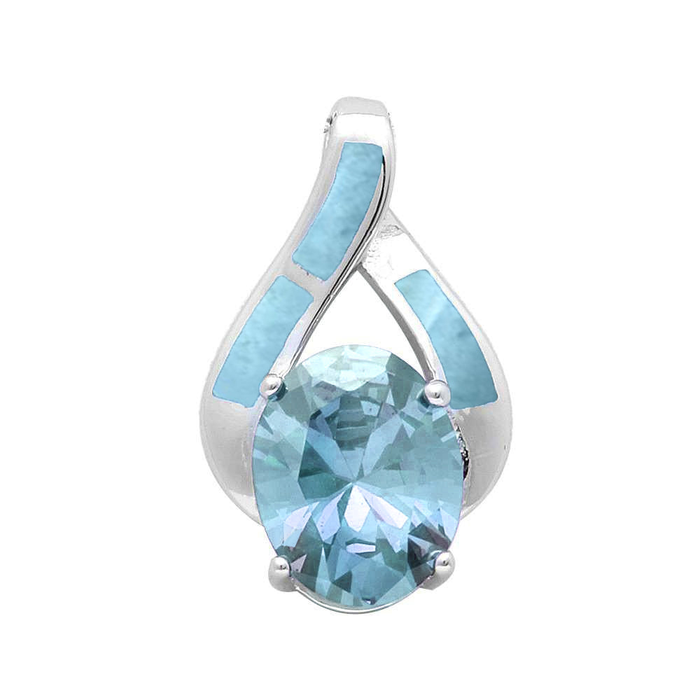 Larimar & Aquamarine Fashion .925 STERLING SILVER Pendant