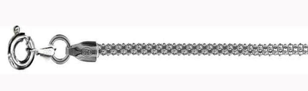 ''2.5MM Rhodium Plated Popcorn Chain Made in Italy .925 STERLING SILVER Sizes 16-20''''''