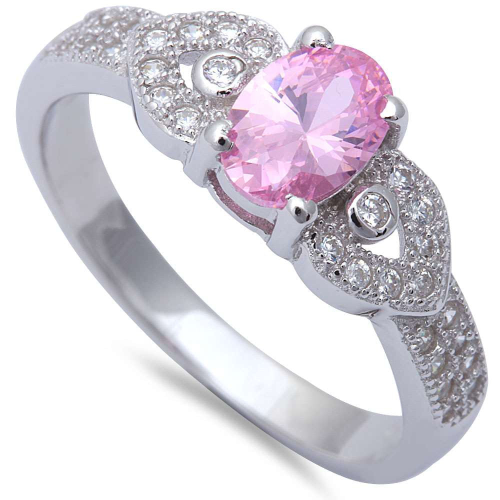 CLOSEOUT! Oval Pink Topaz & Micro Pave Cz Fashion .925 Sterling Si ...