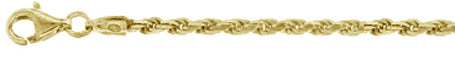 ''050-2.5MM Yellow GOLD Plated Rope Chain .925 Solid Sterling Silver Sizes 8-28''''''