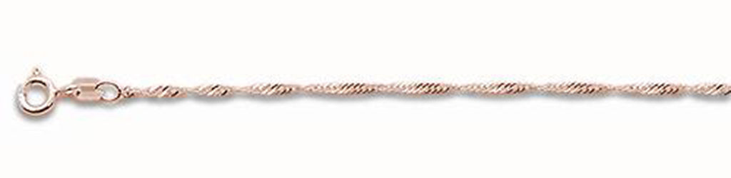 ''025-1.6MM Rose GOLD Plated Singapore Chain .925  Solid Sterling Silver Available in 16''''- 22'''' inch