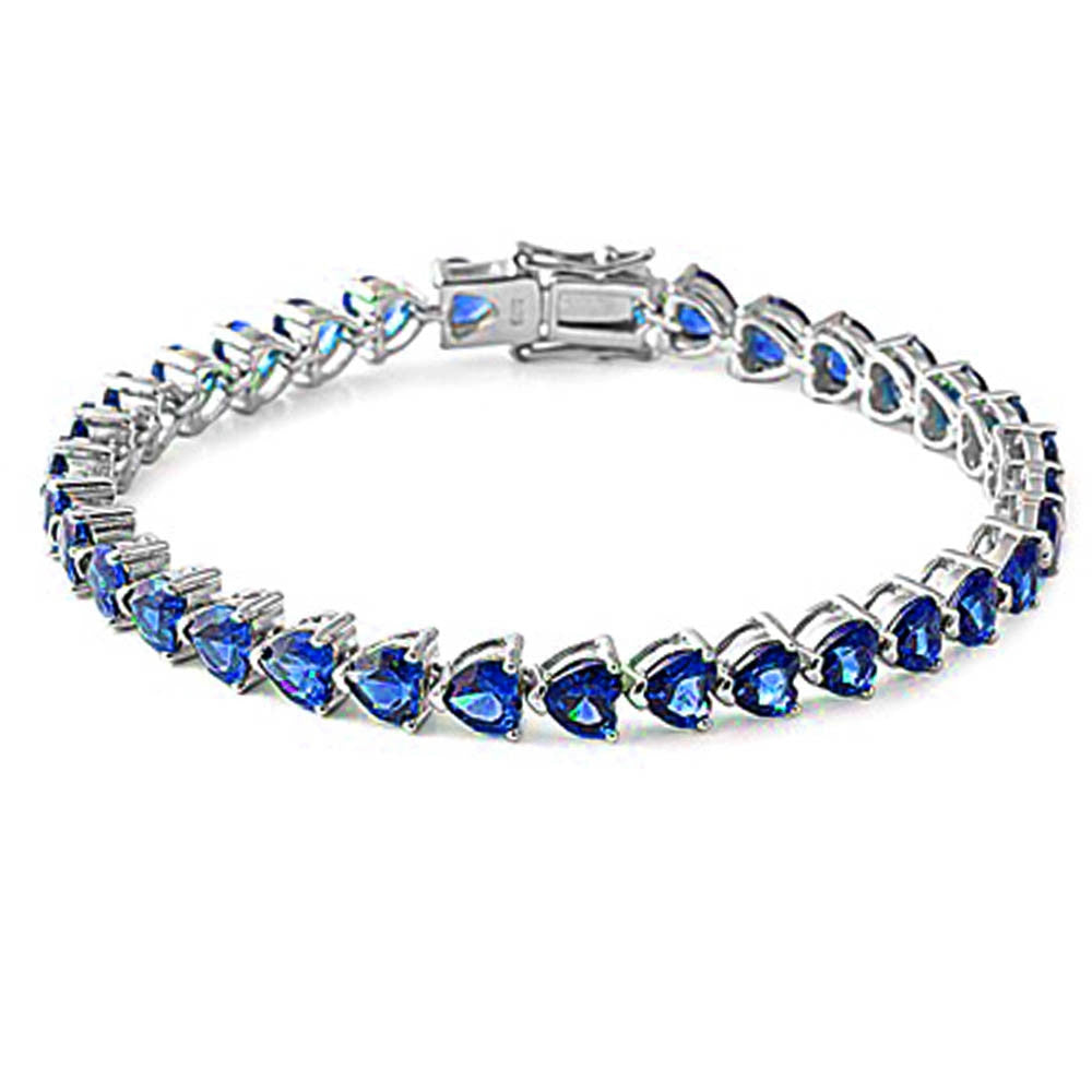 Sonara Jewelry - Blue Sapphire Heart Cz Gemstone Bracelet Solid .925 ...