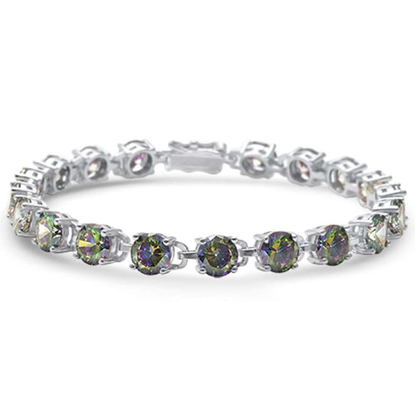 Sonara Jewelry-16.5CT Round Rainbow Topaz .925 Sterling Silver Bracelet