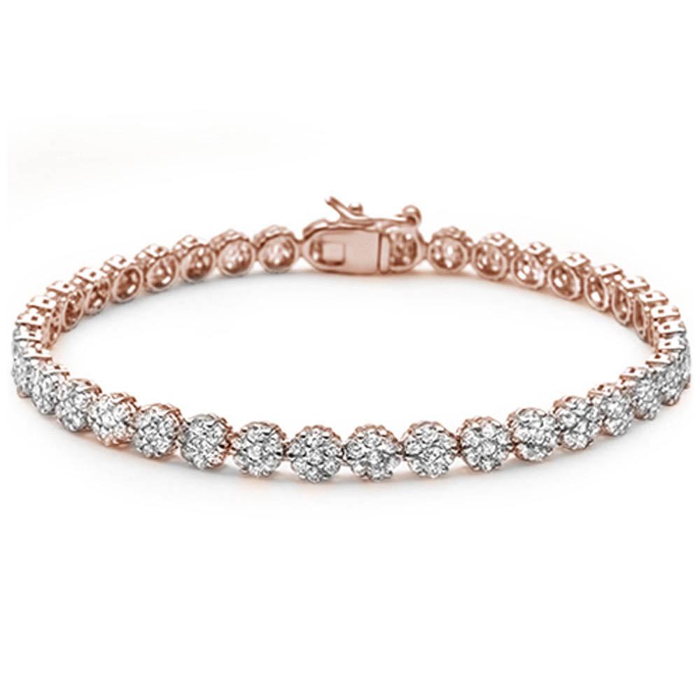 Rose gold Plated Elegant Round CUBIC ZIRCONIA .925 Sterling Silver Tennis Bracelet