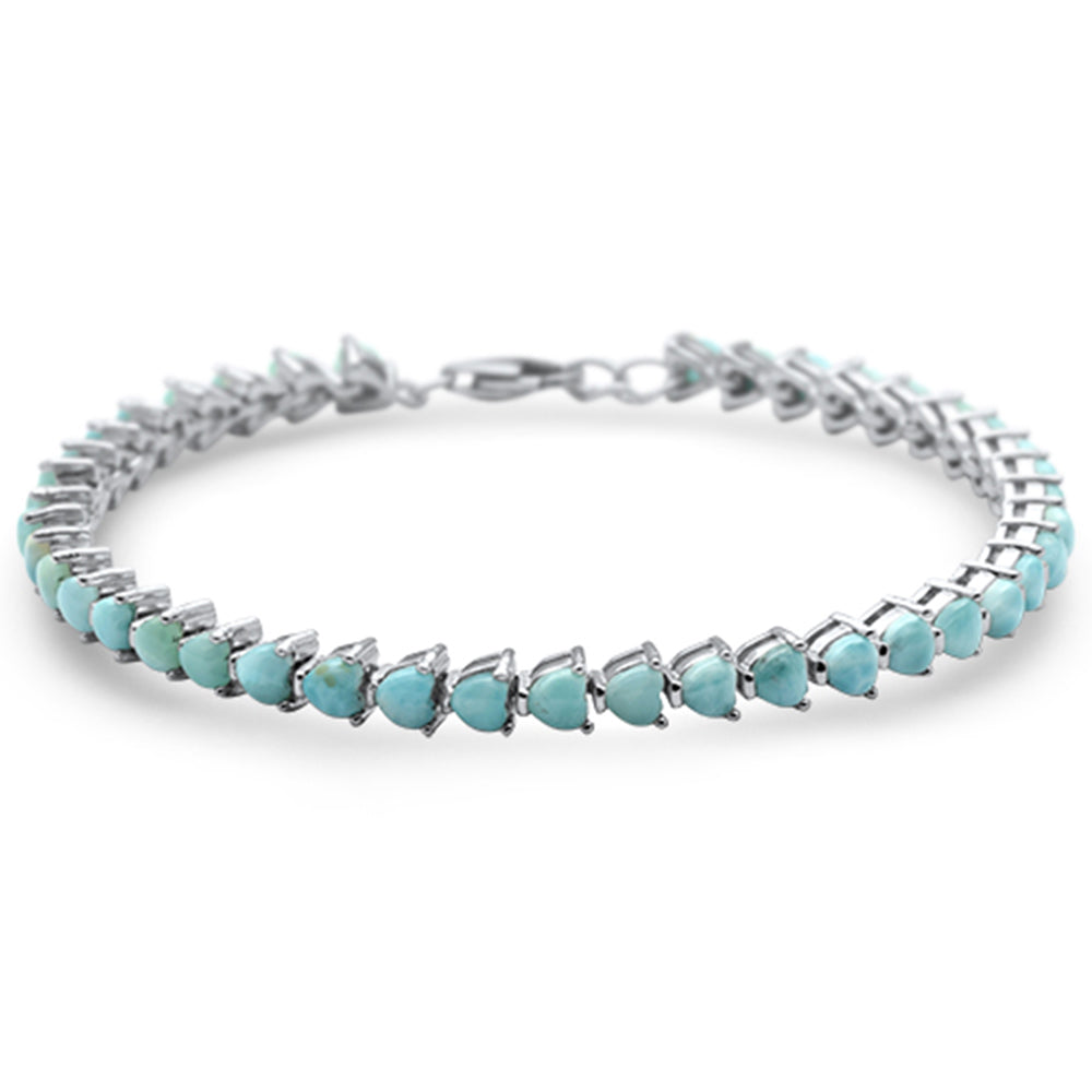 ''Natural Larimar  .925 Sterling Silver BRACELET 8'''' Long''