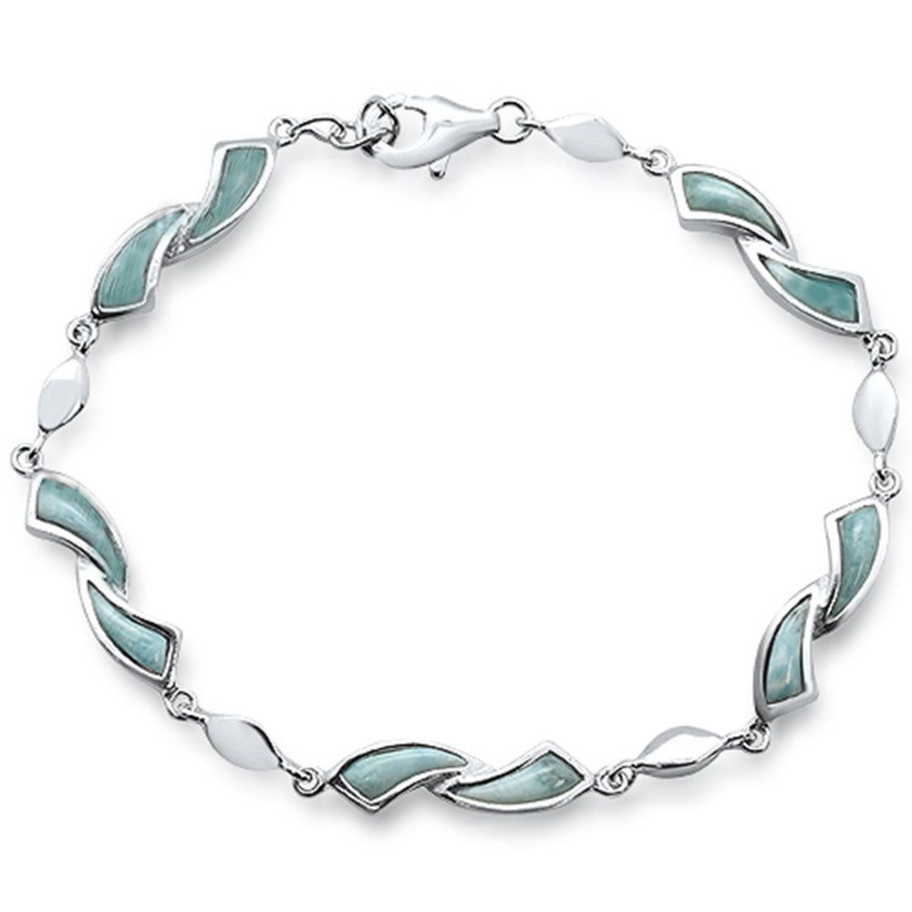 ''Natural Larimar  .925 Sterling Silver BRACELET 7.5''''''