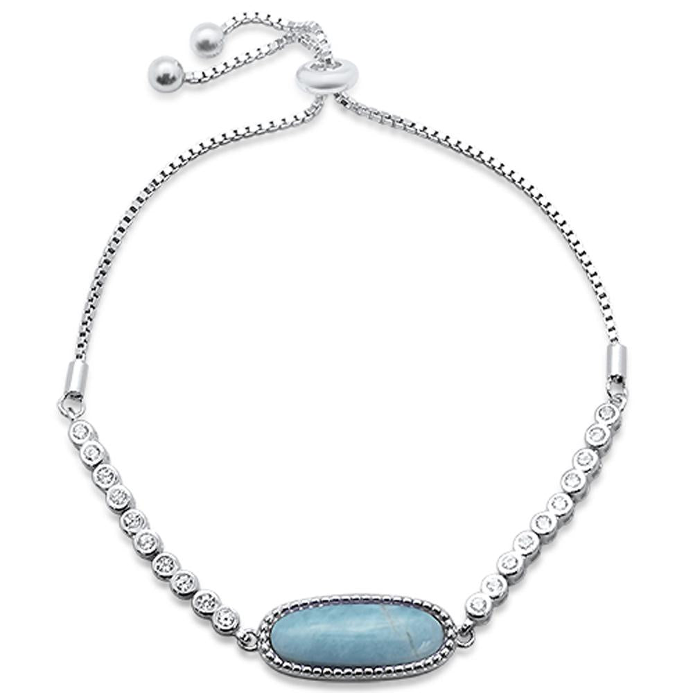 ''Larimar Bar .925 STERLING SILVER 7-9'''' Adjustable Toggle Bola Bracelet''