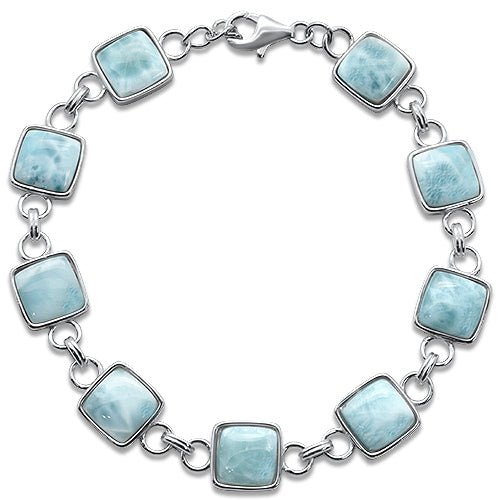 ''Cushion Natural Larimar .925 STERLING SILVER Bracelet  8'''' Long''