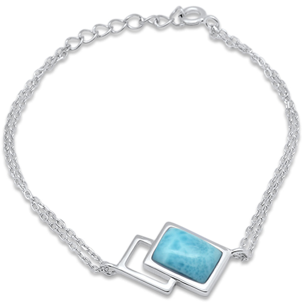 ''Radiant Cut Natural Larimar .925 STERLING SILVER Bracelet 5.5'''' + 1'''' Adjustable''