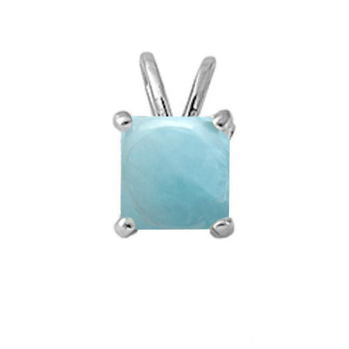 Princess Cut Natural Larimar .925 STERLING SILVER Pendant