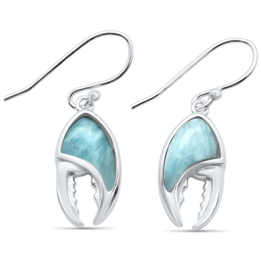 Natural Larimar Lobster Crab Claw .925 STERLING SILVER Drop Dangle Earrings