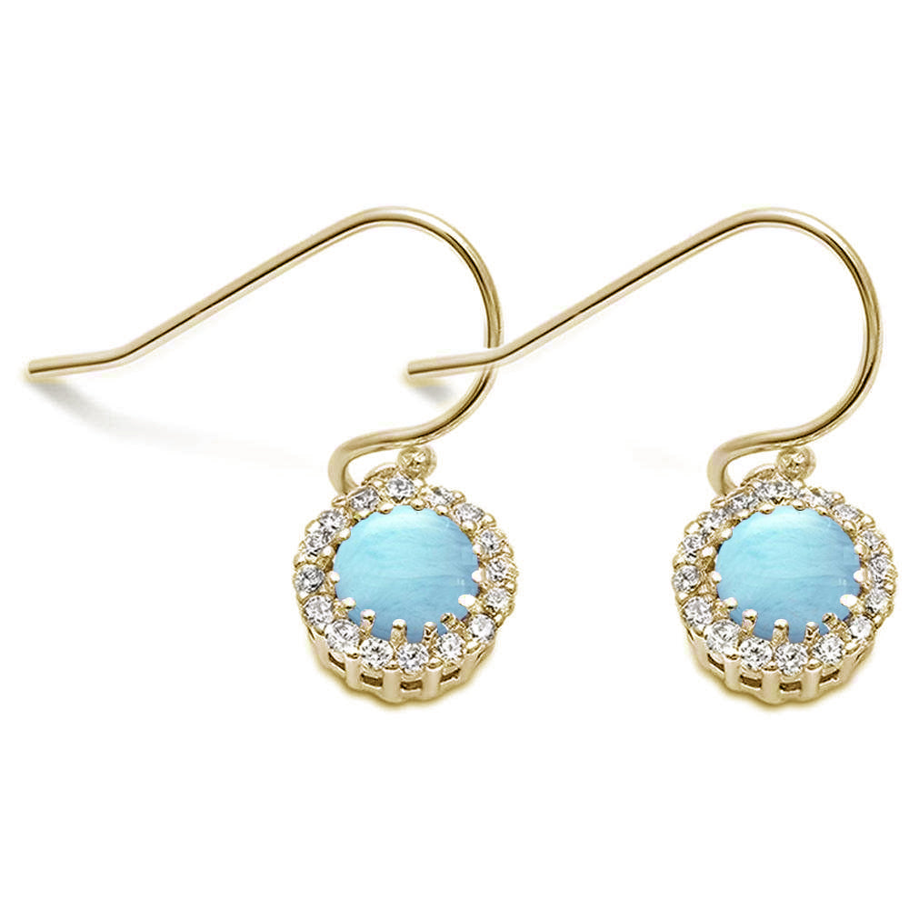 Yellow Gold Plated Natural Larimar & Cubic Zirconia .925 Sterling Silver EARRINGS