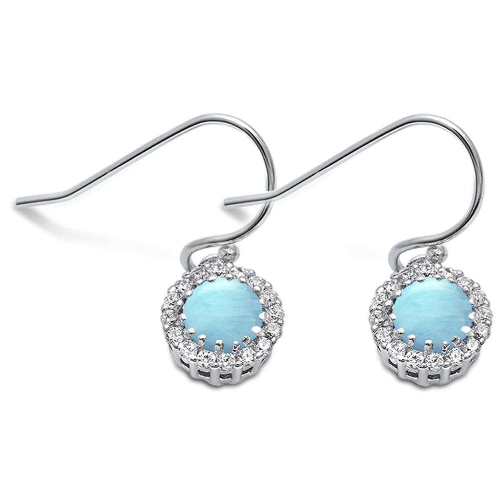 Natural Larimar & Cubic Zirconia .925 STERLING SILVER Earrings