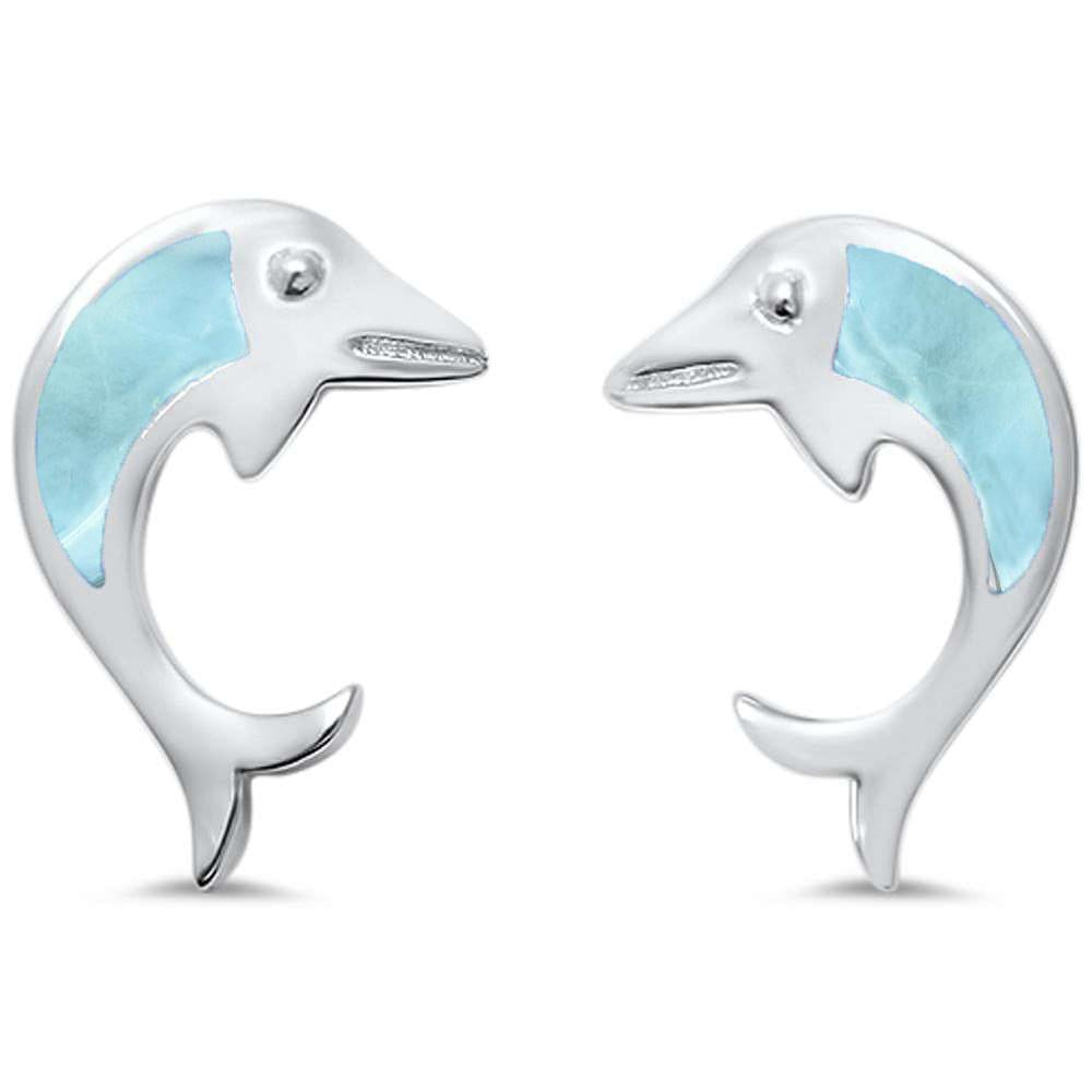 Larimar Dolphin .925 Sterling Silver EARRINGS