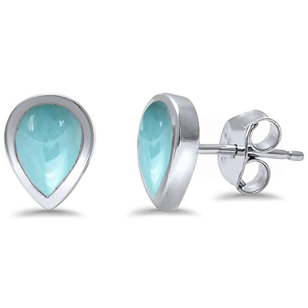 Pear Shape Natural Larimar .925 Sterling Silver EARRINGS