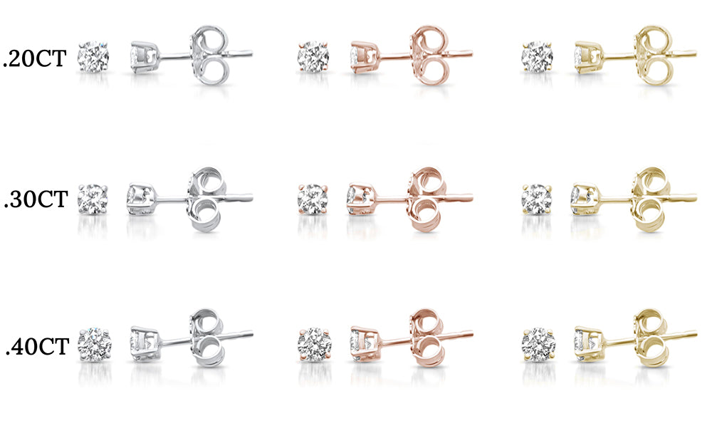 ''SPECIAL! .20ct -.40ct G SI 14KT Gold Diamond Solitaire Stud EARRINGS More Size & Colors Available''