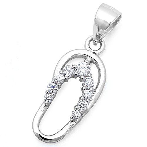 CLOSEOUT!  Cubic Zirconia Beach SANDAL .925 Sterling Silver Pendant