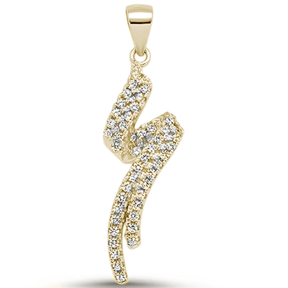 CLOSEOUT! Yellow Gold Plated Cubic Zirconia SPIRAL Design .925 Sterling Silver Pendant