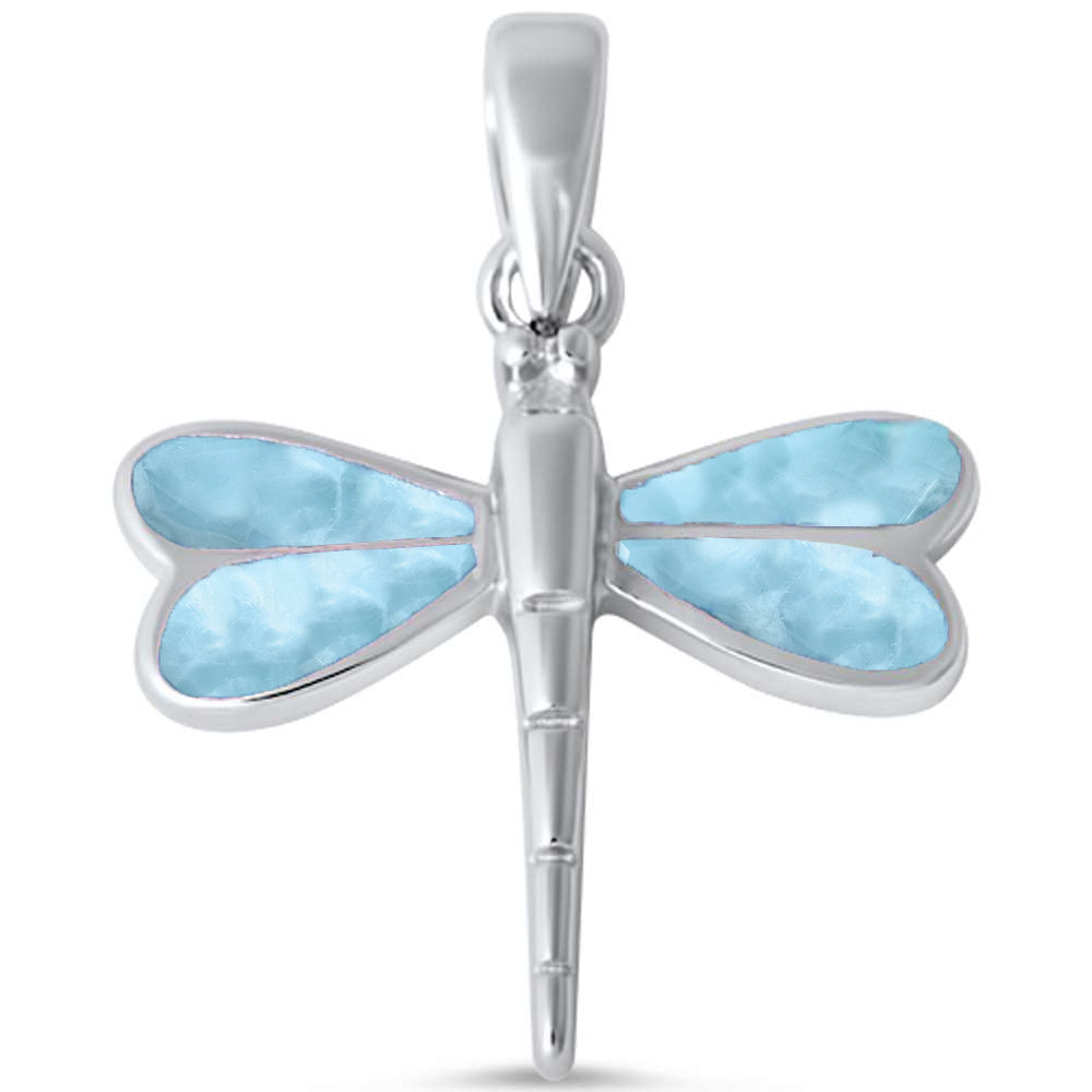 Natural Larimar Dragonfly .925 Sterling Silver PENDANT