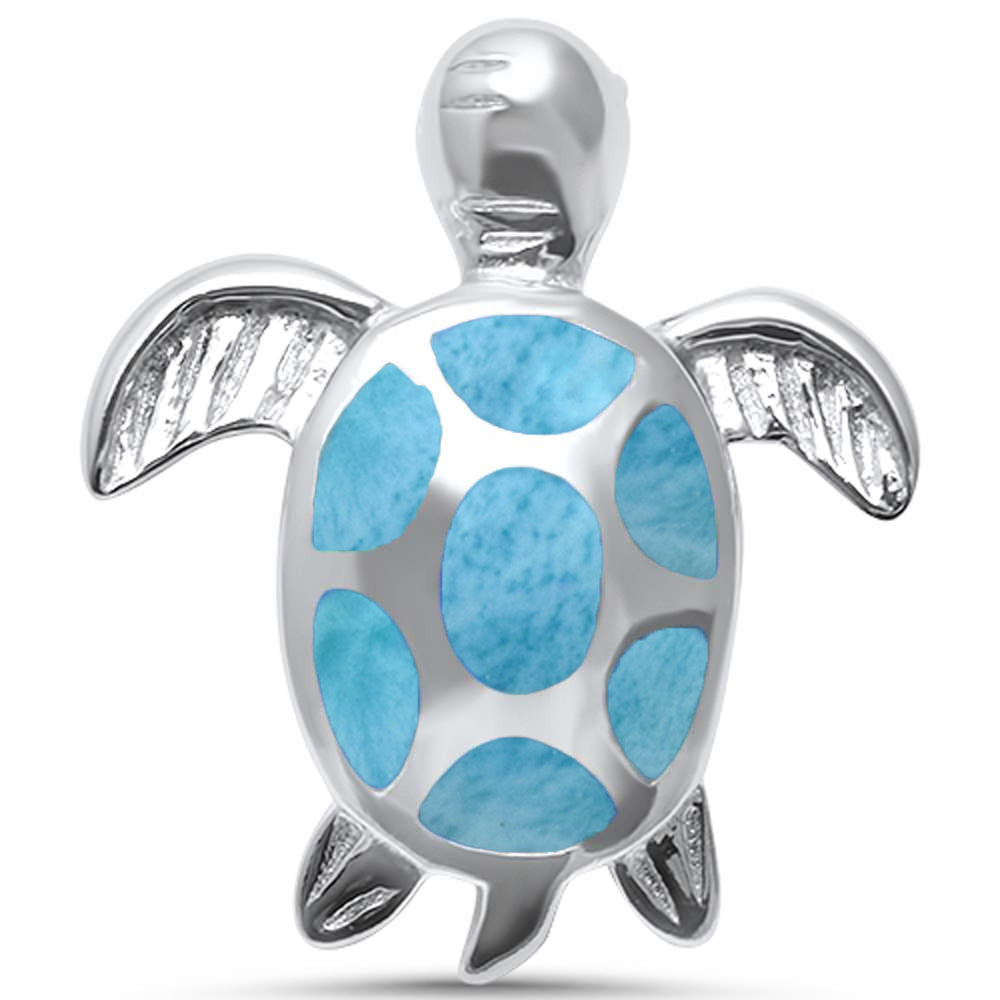 Natural Larimar Turtle .925 STERLING SILVER Pendant