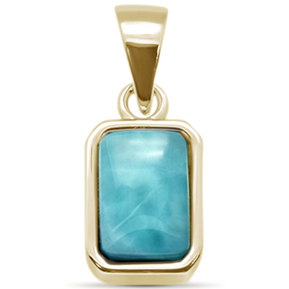 Yellow Gold Plated Natural Larimar .925 STERLING SILVER Pendant