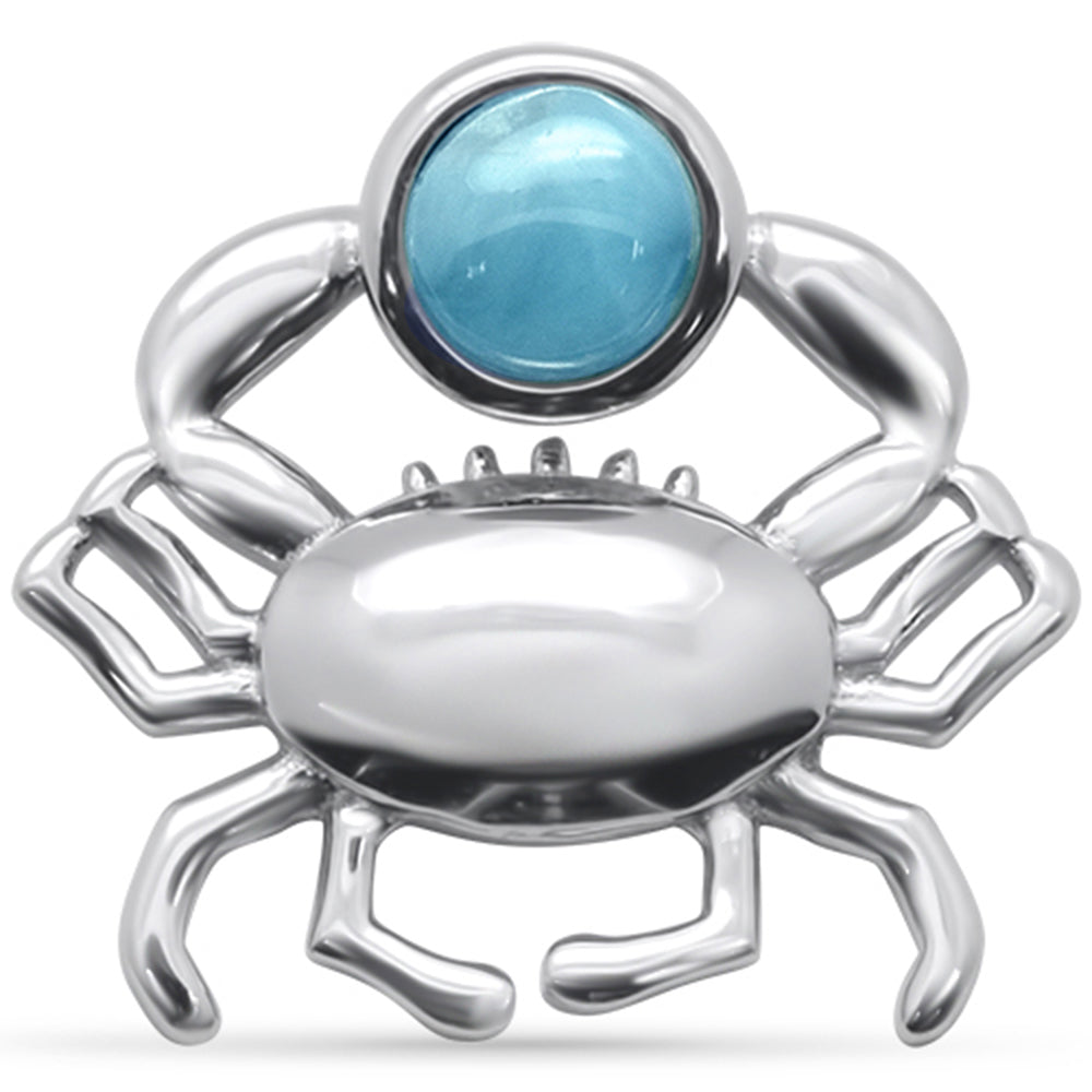 Natural Round Larimar Crab .925 STERLING SILVER Pendant