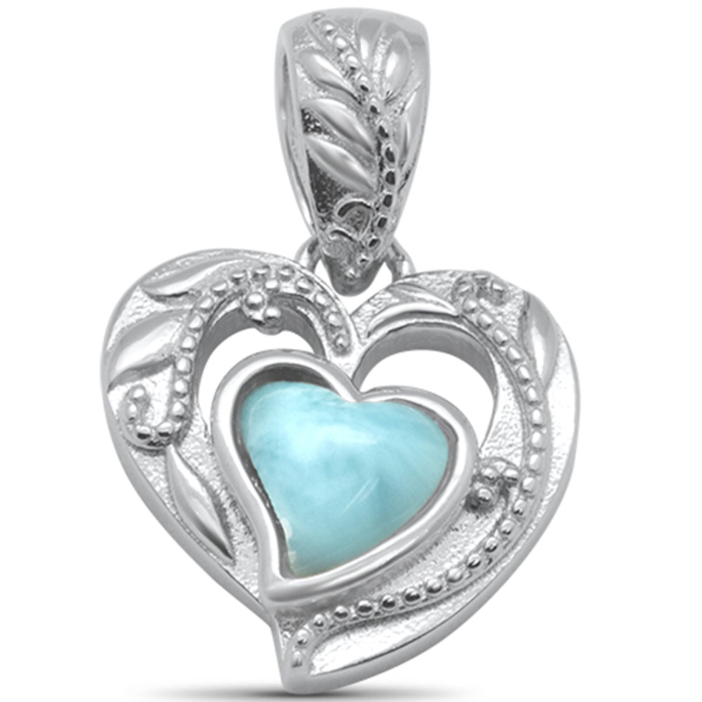 Heart Natural Larimar .925 STERLING SILVER Pendant